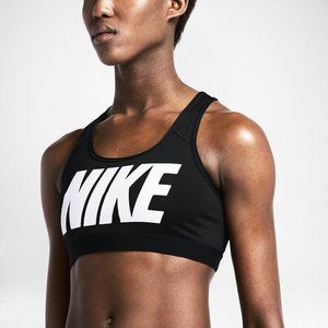 Nike Pro Dri Fit Logo Sports Bra in Black Size M